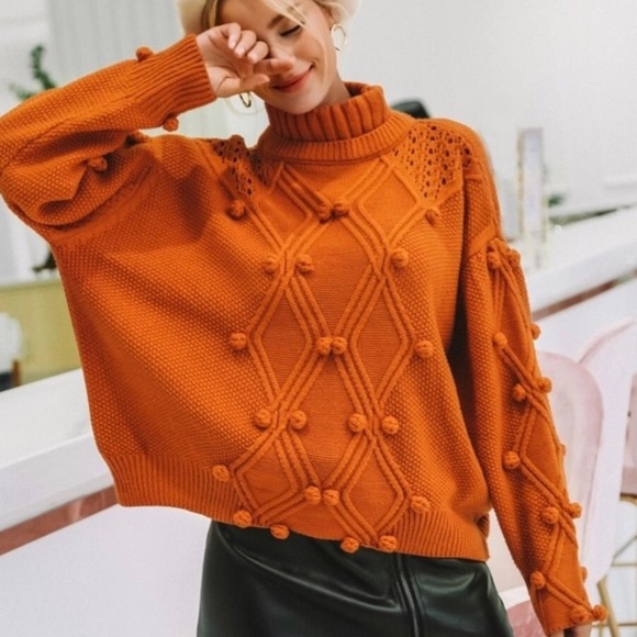 ‘Siena’ Burnt Orange Turtleneck Sweater - Picture 2 of 6